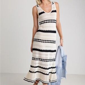 Joie Striped Knit Dress - Cream and Black